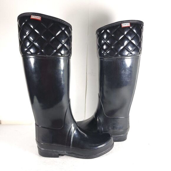 Hunter Women's Rigley US 7 EU 38 Quilted Glossy Tall Rubber Rain Boots - Picture 8 of 15